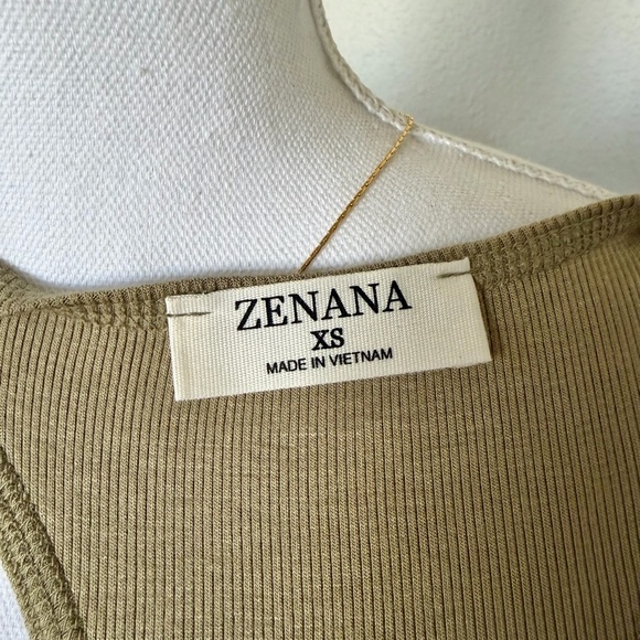 Zenana - Olive Ribbed Razor Back Tank Top - Picture 3 of 11